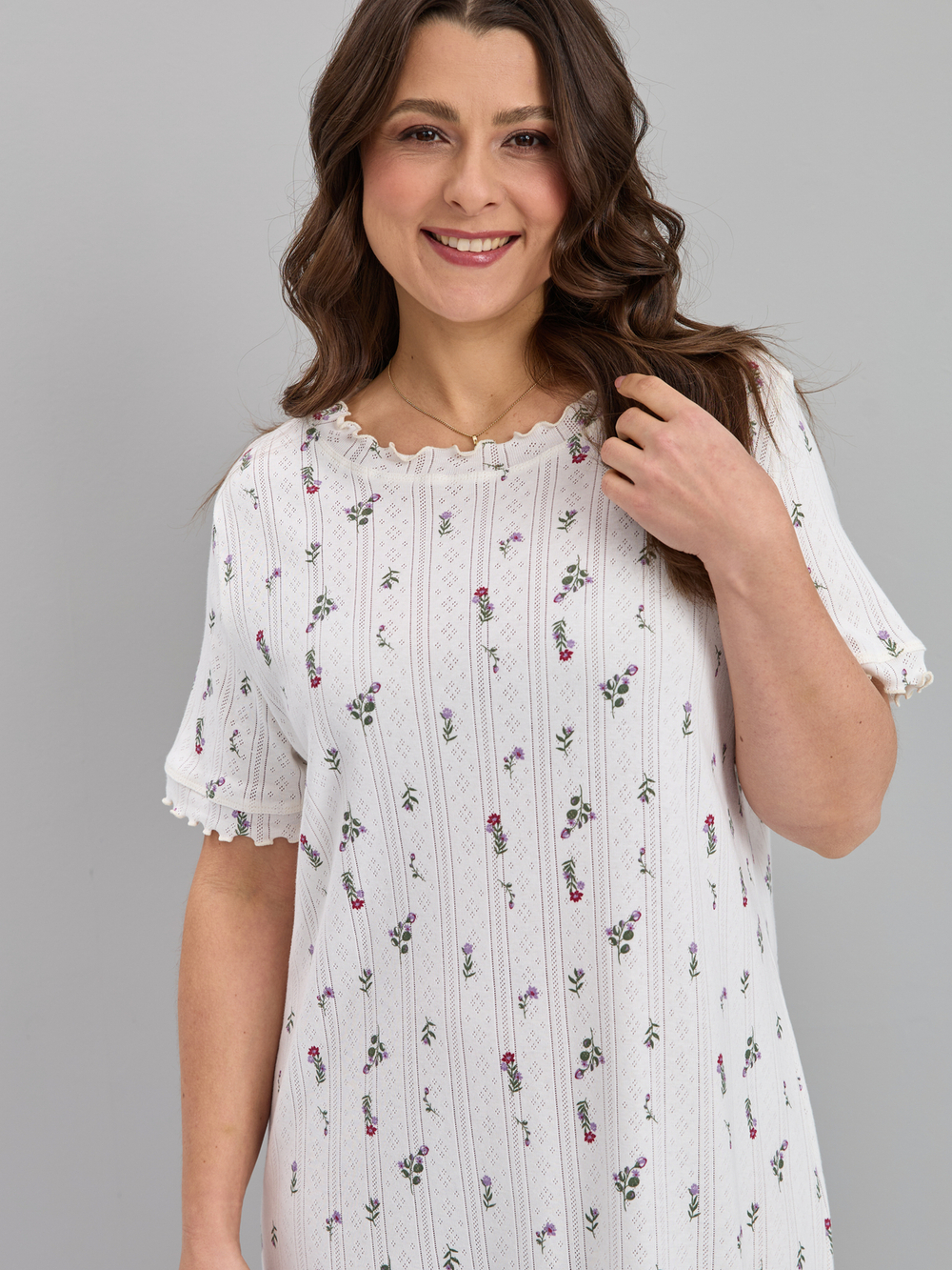 Ночная сорочка Ср-184/ажурмолоко-цветыветочки