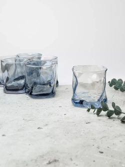 Набор изогнутых бокалов для виски, голубой, 300 мл, 6 шт.