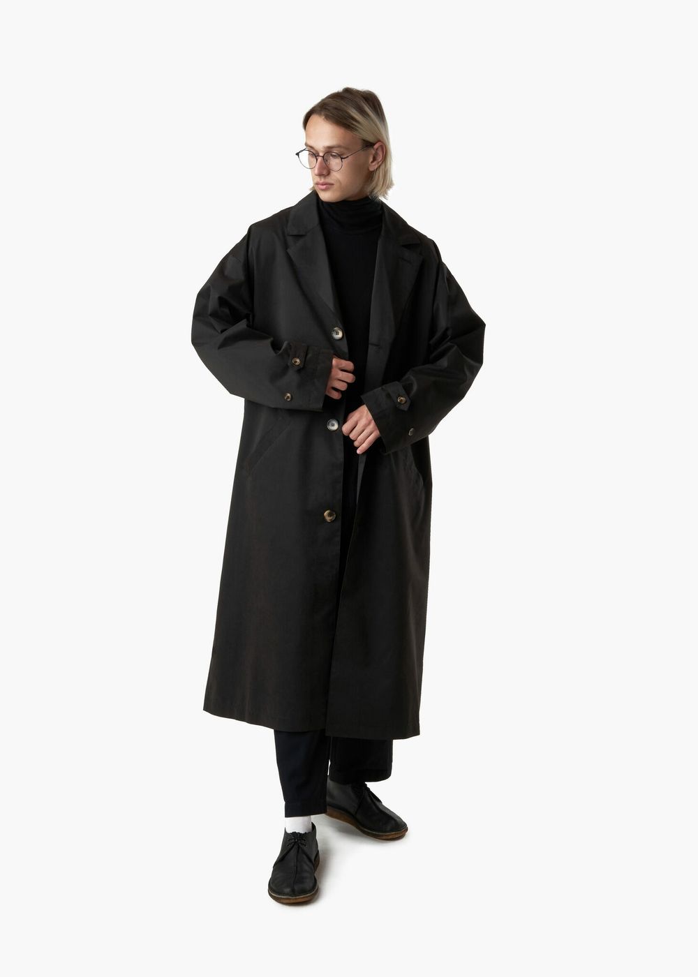 Плащ FOS Длинный 1 Черный Мужской