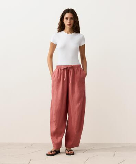 OYSHO Брюки-баллоны из 100% льна, коралловый