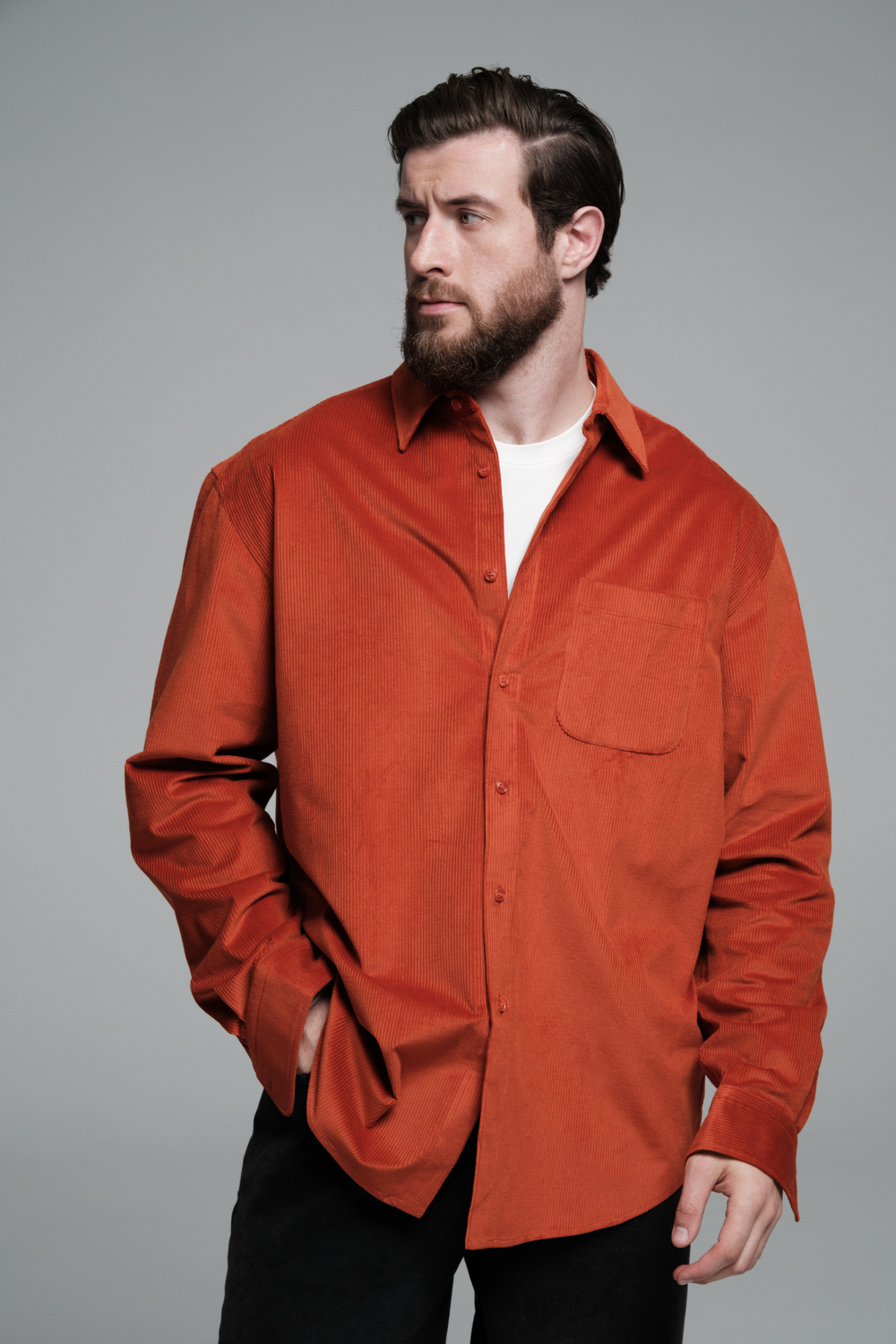Рубашка из вельвета | terracotta
