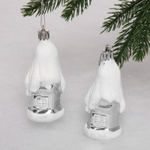 Елочные игрушки «Загадочный домик» 9 см (набор 2 шт), Серебро