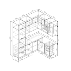 Кухонный гарнитур угловой Fusion 2200х1700 (26 мм)