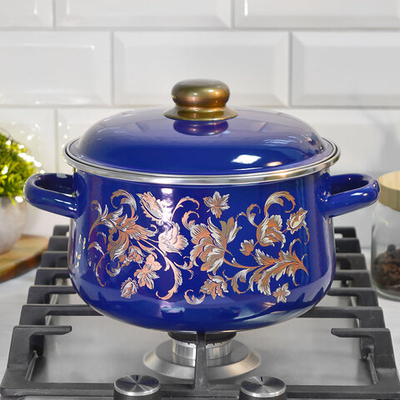 Кастрюля 4л коническая "Драгоценная" синяя