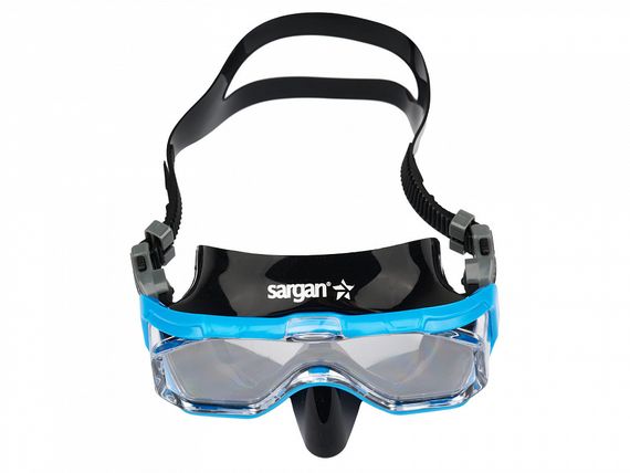 Набор детский маска+трубка в сумке Sargan Панорама-А kids черный/голубой