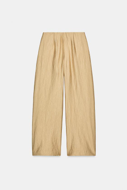 ZARA МЕТАЛЛИЗИРОВАННЫЕ БРЮКИ СО СКЛАДКАМИ — ZW COLLECTION, ЗОЛОТИСТЫЙ