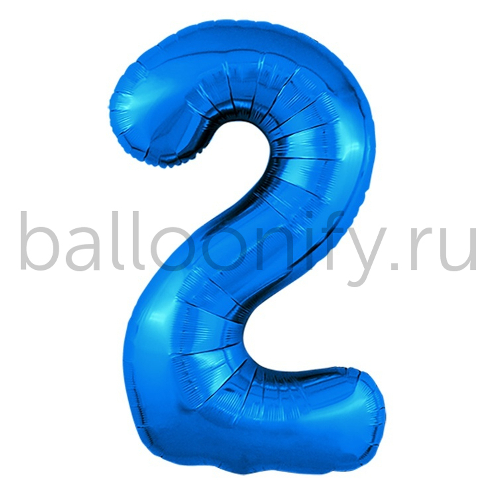 Шар ЦИФРА 2 Металлик Blue 40" 102 см