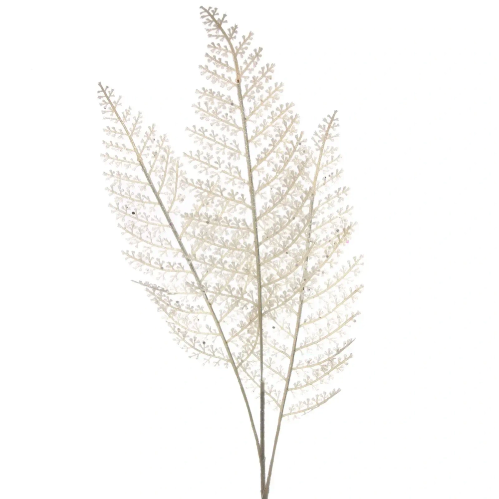 Ветка декоративная «Сверкающий папоротник» 86 см, Белый