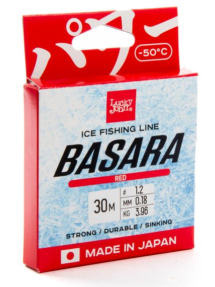 Леска монофильная зимняя Lucky John BASARA Red 30 м, 0,18 мм