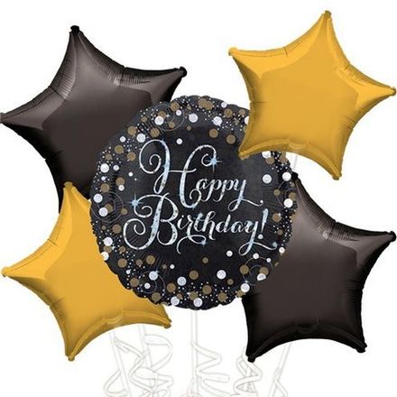 Мини-букет золотой "Happy Birthday"