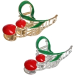 Заколка-краб для волос «AKS - DesignPRO», вишенки, цвет золото и хром, 11*5.7см