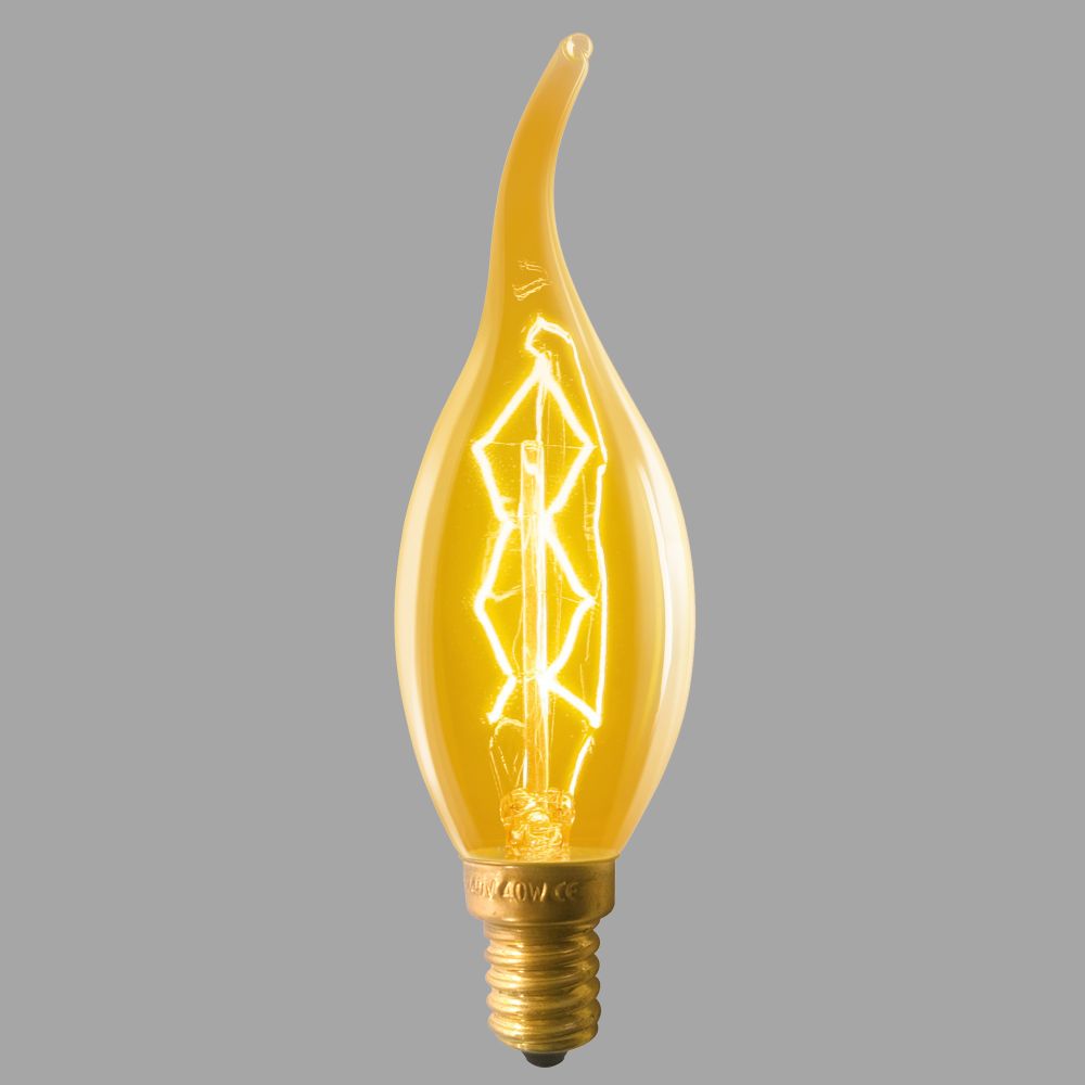 IL-V-CW35-60-GOLDEN-E14 ZW01 Лампа накаливания Vintage. Форма свеча на ветру. Форма нити ZW. Картон. ТМ Uniel