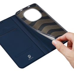 Чехол книжка из PU кожи синего цвета для Xiaomi Redmi Note 15 Pro 5G, серия Skin Pro Series от Dux Ducis