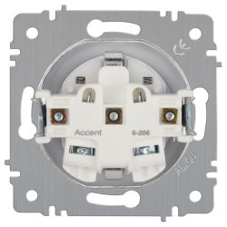 Розетка Intro Accent 6-206-01 с заземлением 2P+E Schuko со шторками 16А-250В IP20 СУ AL/CU белый