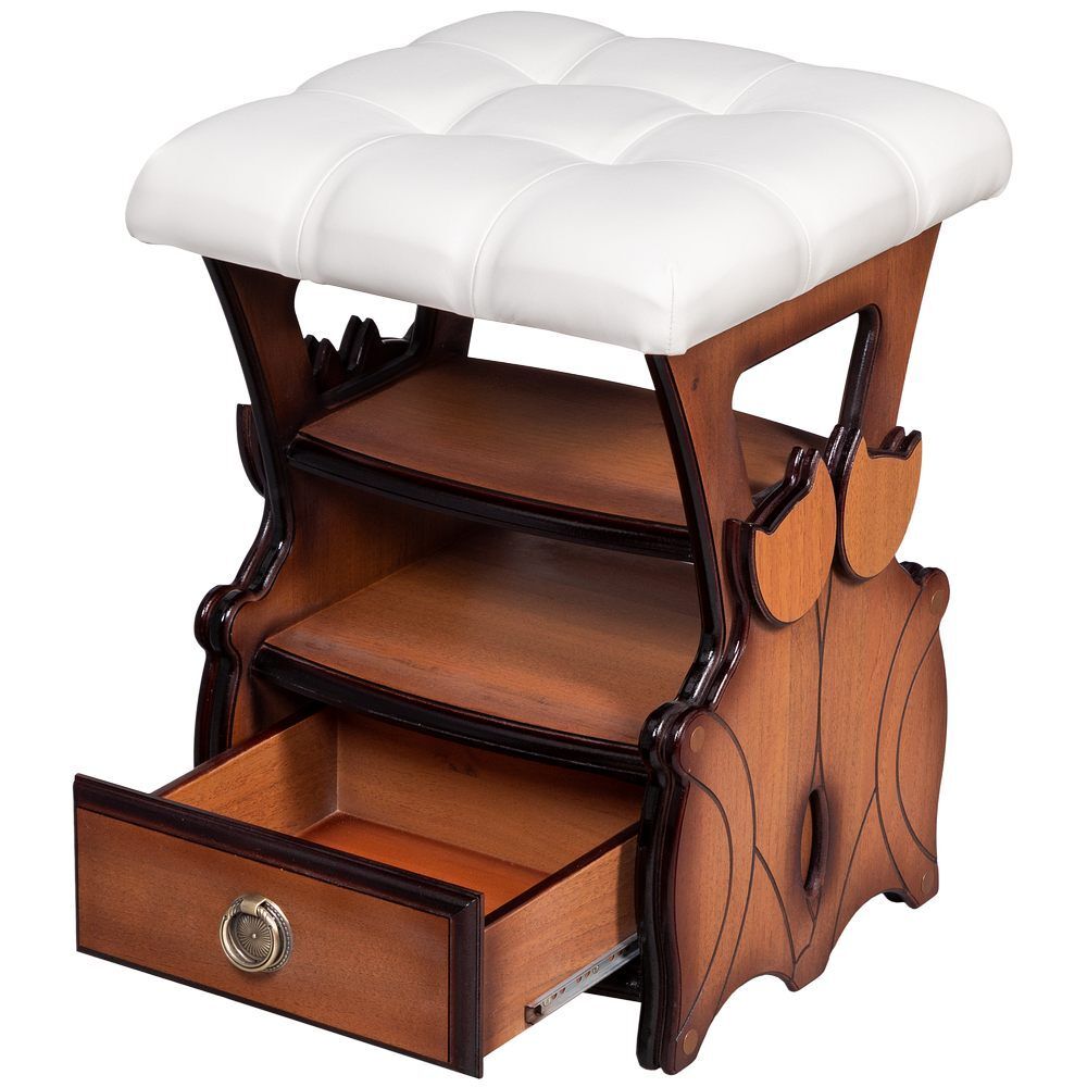 Табурет с ящиком Марта 2 Орех Белый