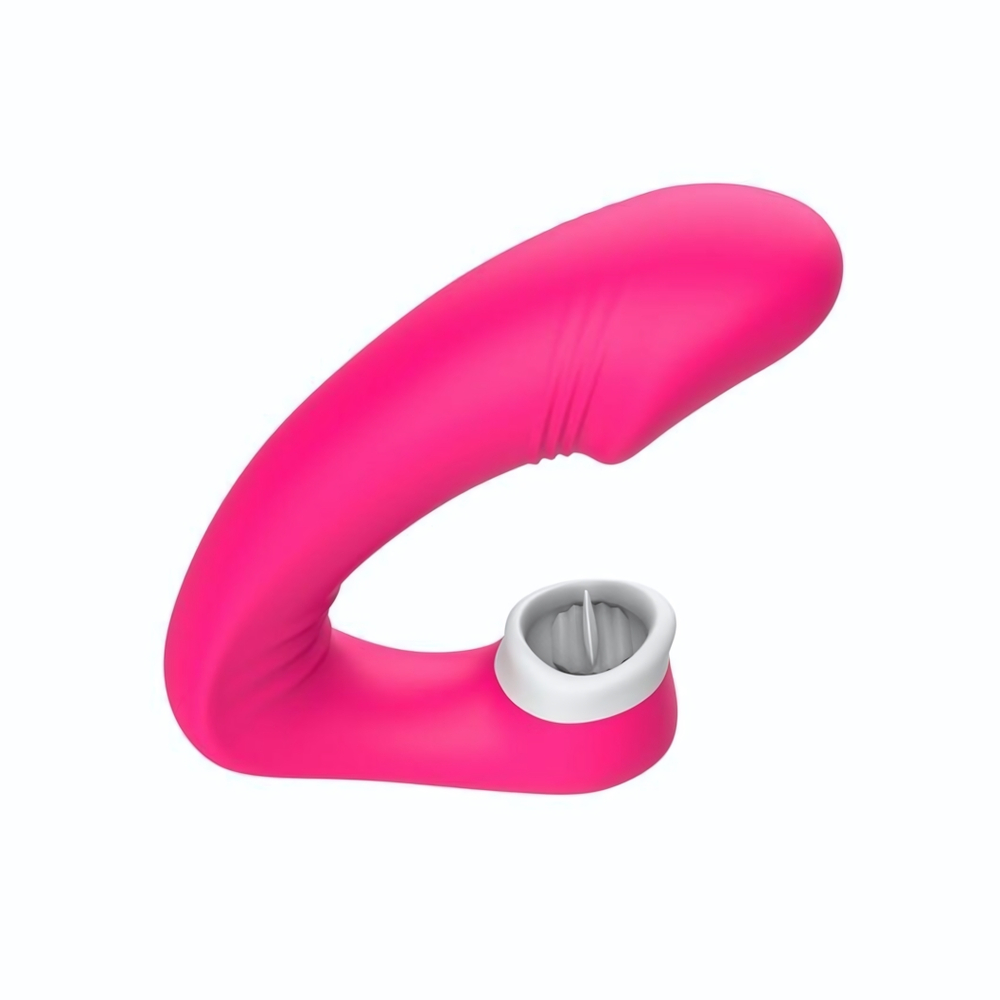 Розовый вибромассажёр с клиторальной стимуляцией (Цвет: розовый)