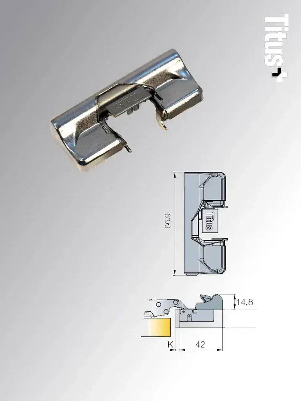 Доводчик (демпфер) Glissando TL3 для петель Titus B/S-Type, 2шт. в комплекте