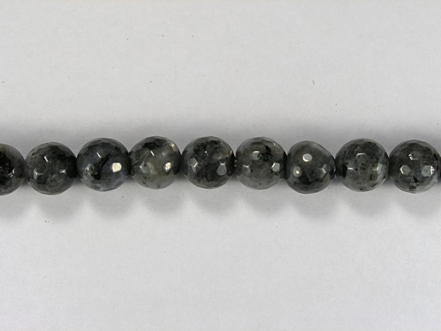 Бусина из лабрадора черного, фигурная, 8 мм (шар, граненая)