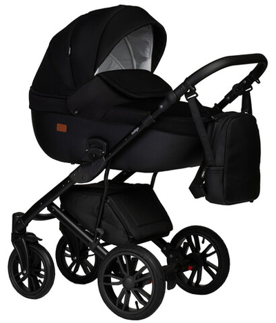 Детская коляска Indigo Mio S 2 в 1 02 черная кожа+черный