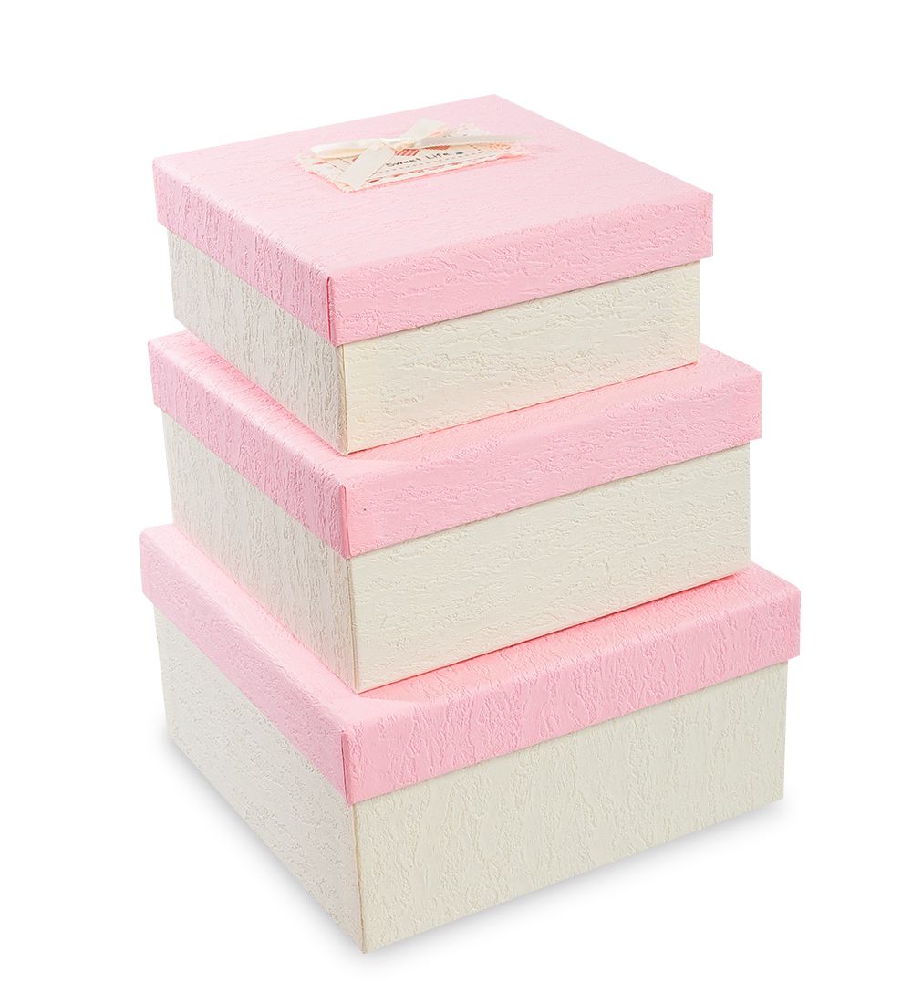 WF-30-B Набор коробок из 3шт «Прямоугольник» цв.крем./розов.