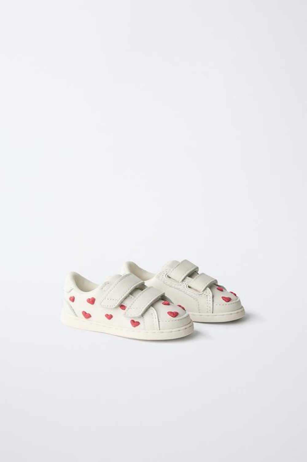 ZARA КРОССОВКИ С СЕРДЕЧКАМИ BAREFOOT, БЕЛЫЙ