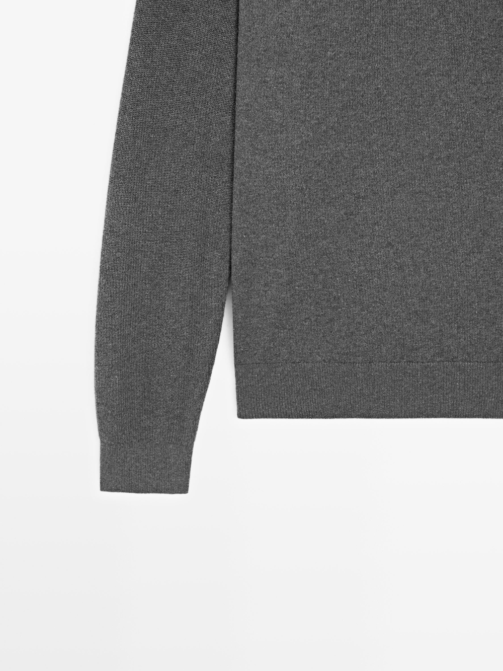 Massimo Dutti Трикотажный свитер-поло из смесового хлопка, серый