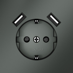 Розетка встраиваемая VOLTUM S70 с заземлением и защитными шторками, 16А, с USB, A+A, (титан)