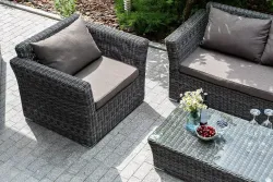 "Капучино Cингл" лаунж-зона из искусственного ротанга, цвет графит