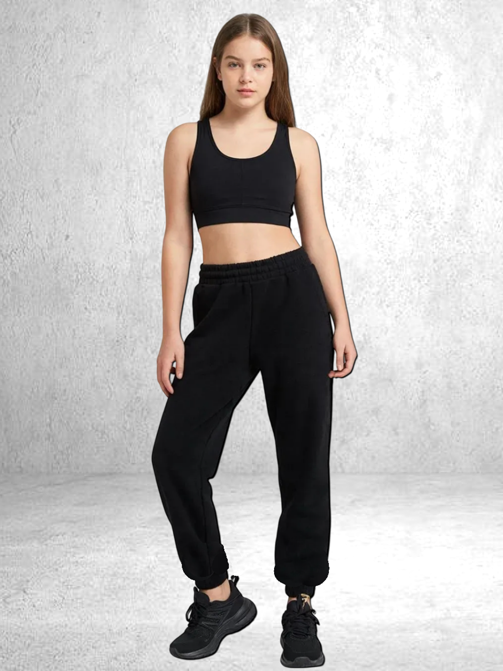 2133 Брюки-джоггеры флисовые черные (54-170)