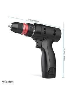 Дрель шуруповерт аккумуляторная, с кейсом + набор бит и свёрл от Matino