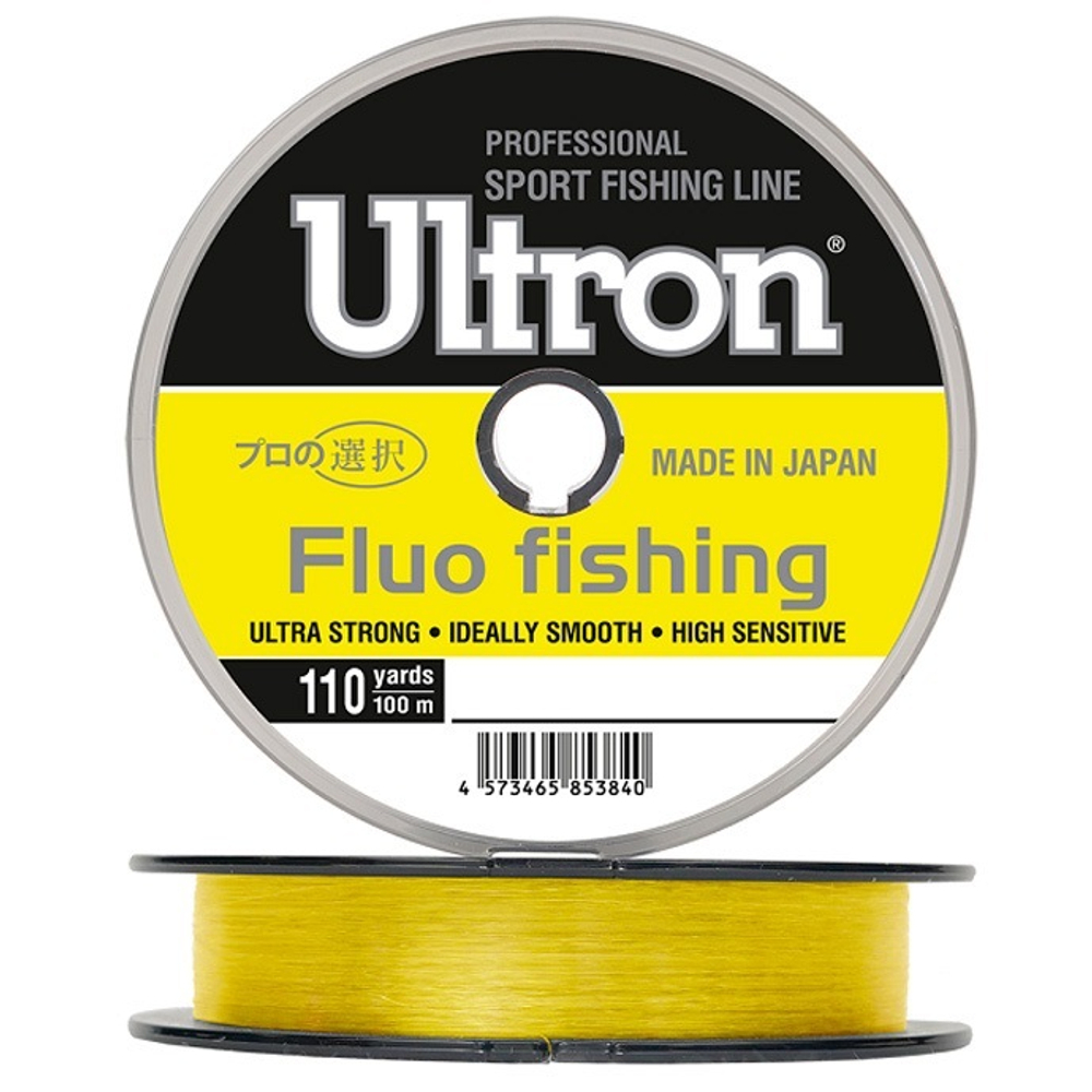 Леска ULTRON Fluo Fishing 0,14 мм., 2,3 кг, 100 м, флуоресцентная