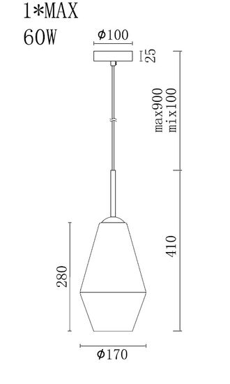 92EL-YG02116-1P Светильник потолочный латунь, d20*h130см