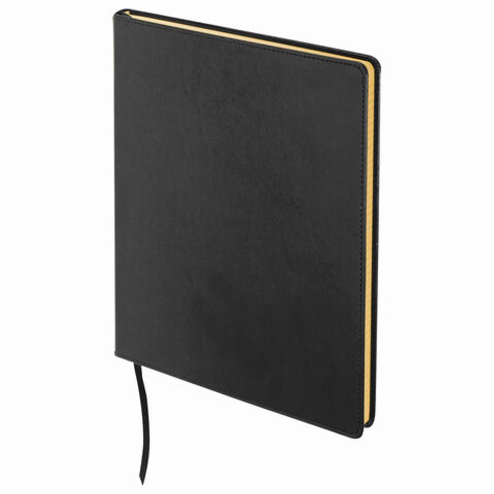 Блокнот БОЛЬШОЙ ФОРМАТ (200х252 мм) В5, BRAUBERG "Income", кожзам, 128 л., клетка, черный, 125204