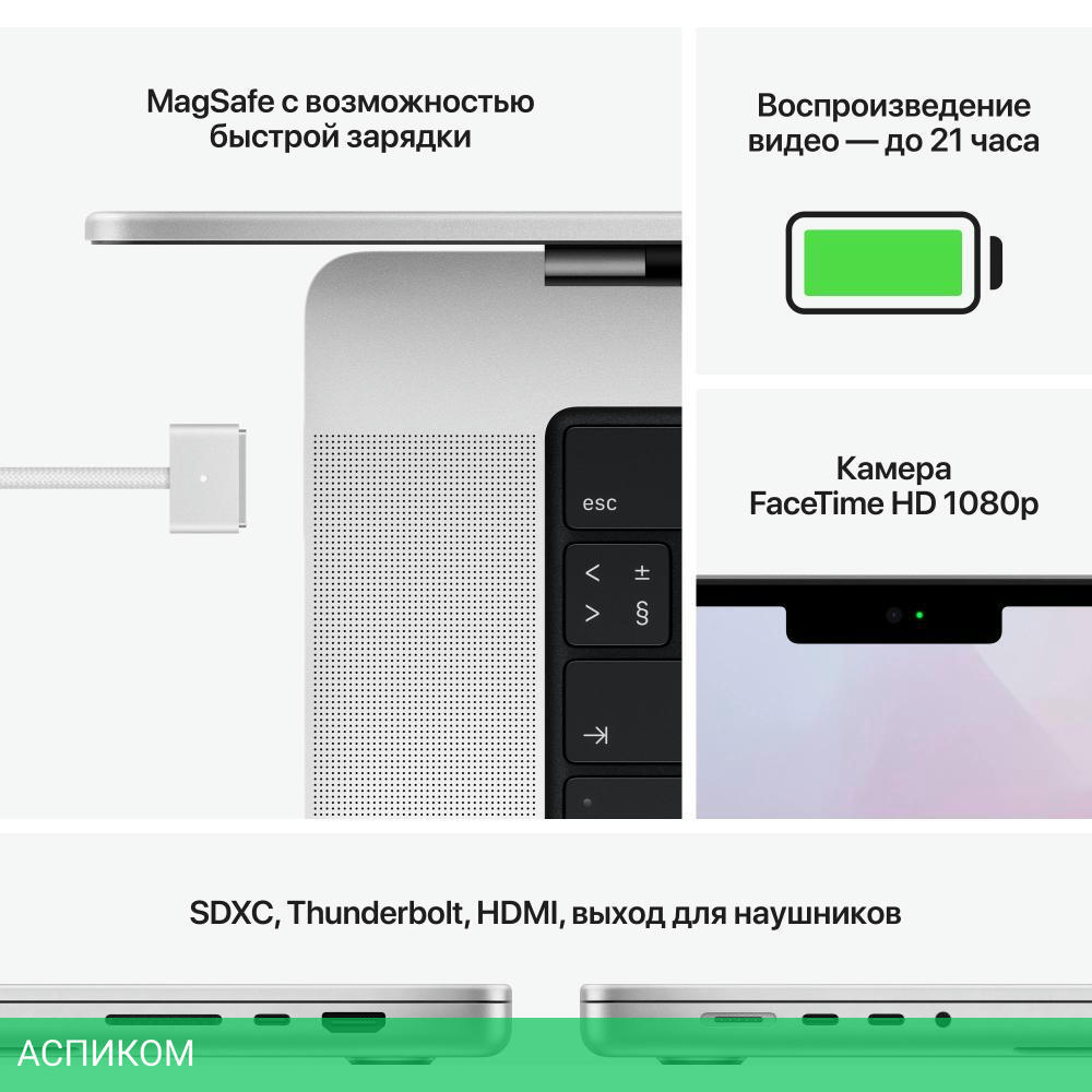 Ноутбук Apple MacBook Pro 16" M1 Pro Silver (MK1F3RU/A)