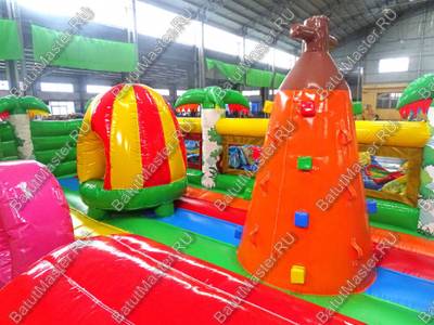 Надувной батут "Джунгли малый" борта с сеткой, размер 10*7*5 м