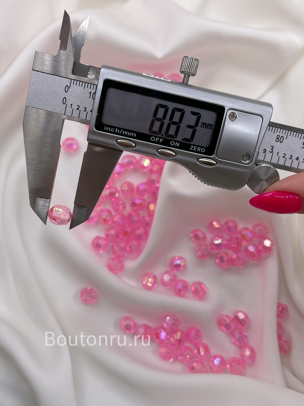 Бусины акриловые гранёные круглые розовые 500 грамм (±5гр)