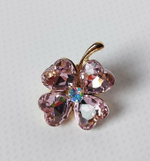 Брошь. Брошка. Клевер-четырехлистник — символ удачи. Цвет розовый