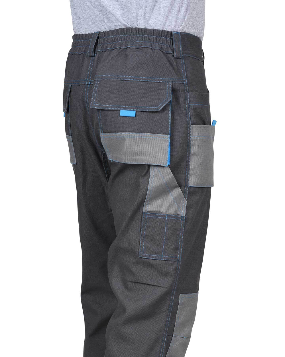 Костюм Двин (куртка, брюки) т.серый со средне серым и голубой отделкой