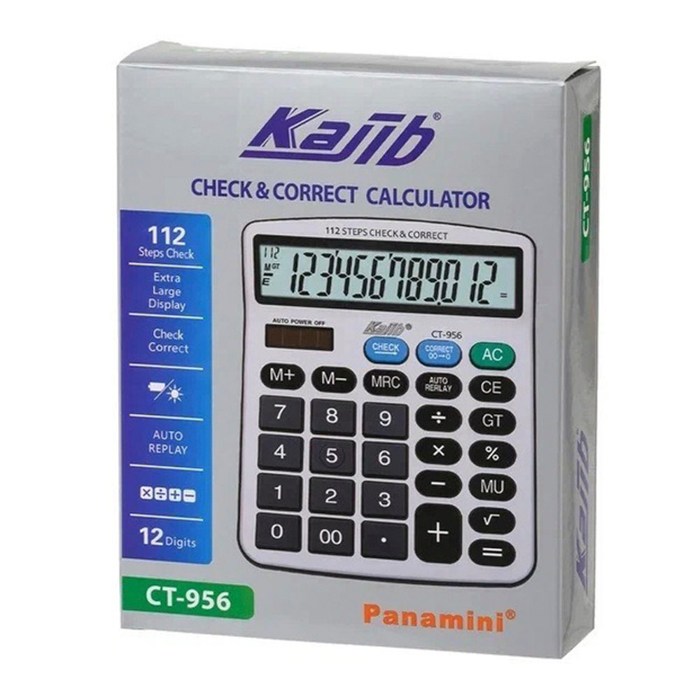 Калькулятор настольный Kajib 12 Bit, LCD, 17.8*14.2 см, серый