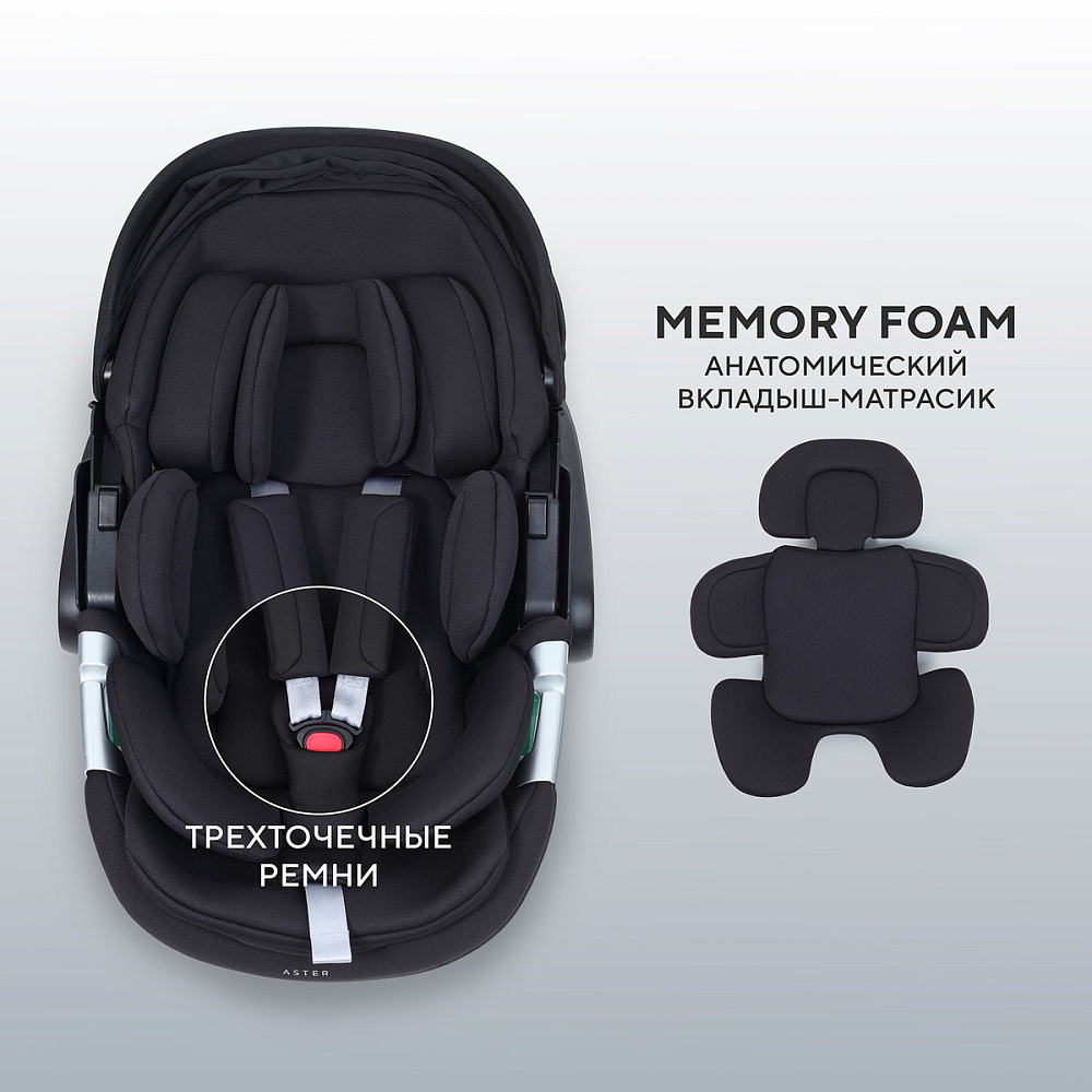 Детская коляска Rant Teo Soft 3 в 1 с автокреслом Aster Zero Black Olive
