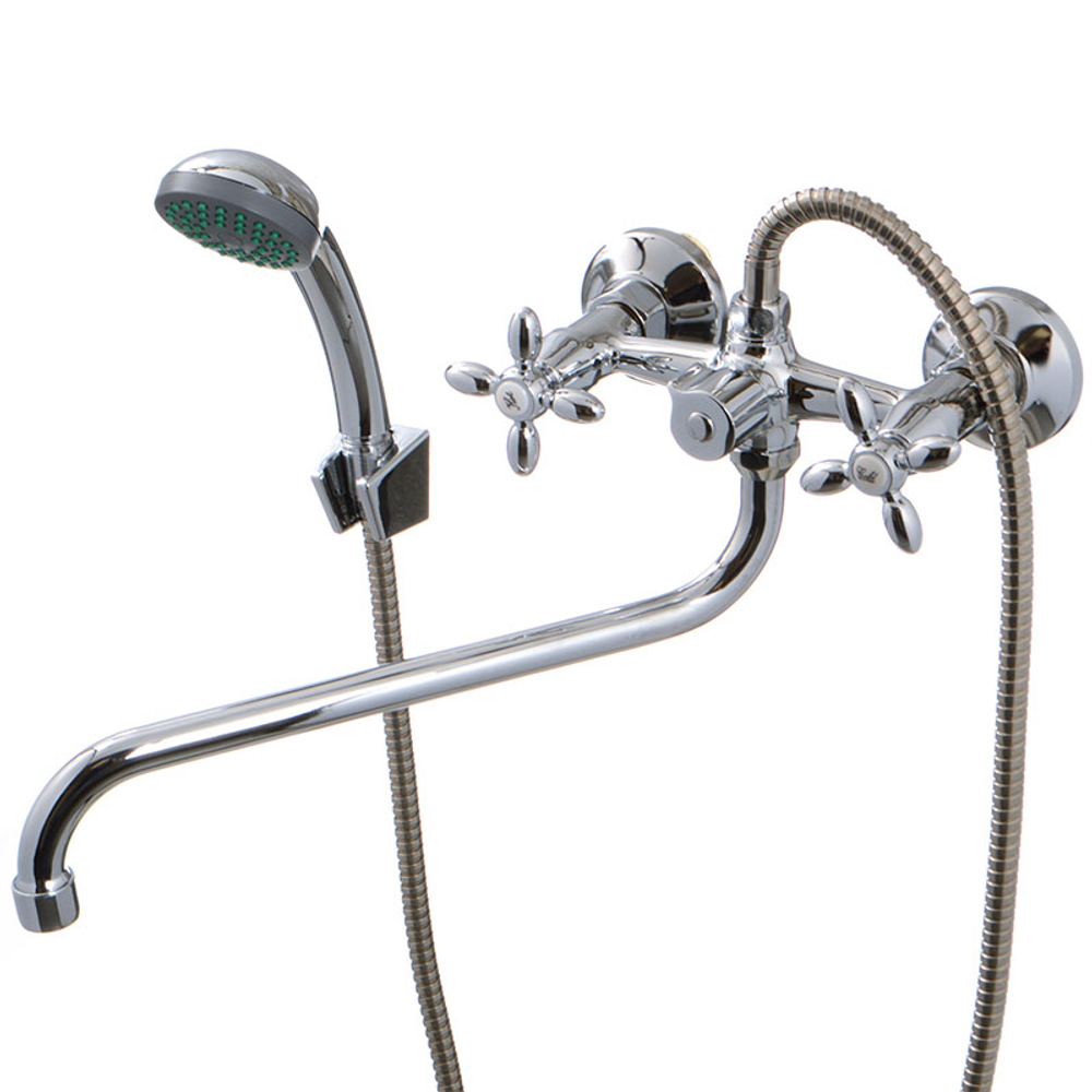 Смеситель для ванны Ex-Promt пластик ручка Крест/Cross 3/8" керамика, перекл.душа картридж Ex211.1-0