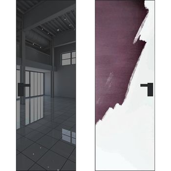 Межкомнатная дверь Profil Doors 1M кромка чёрная матовая внешняя сторона зеркало Grey внутренняя сторона под окраску