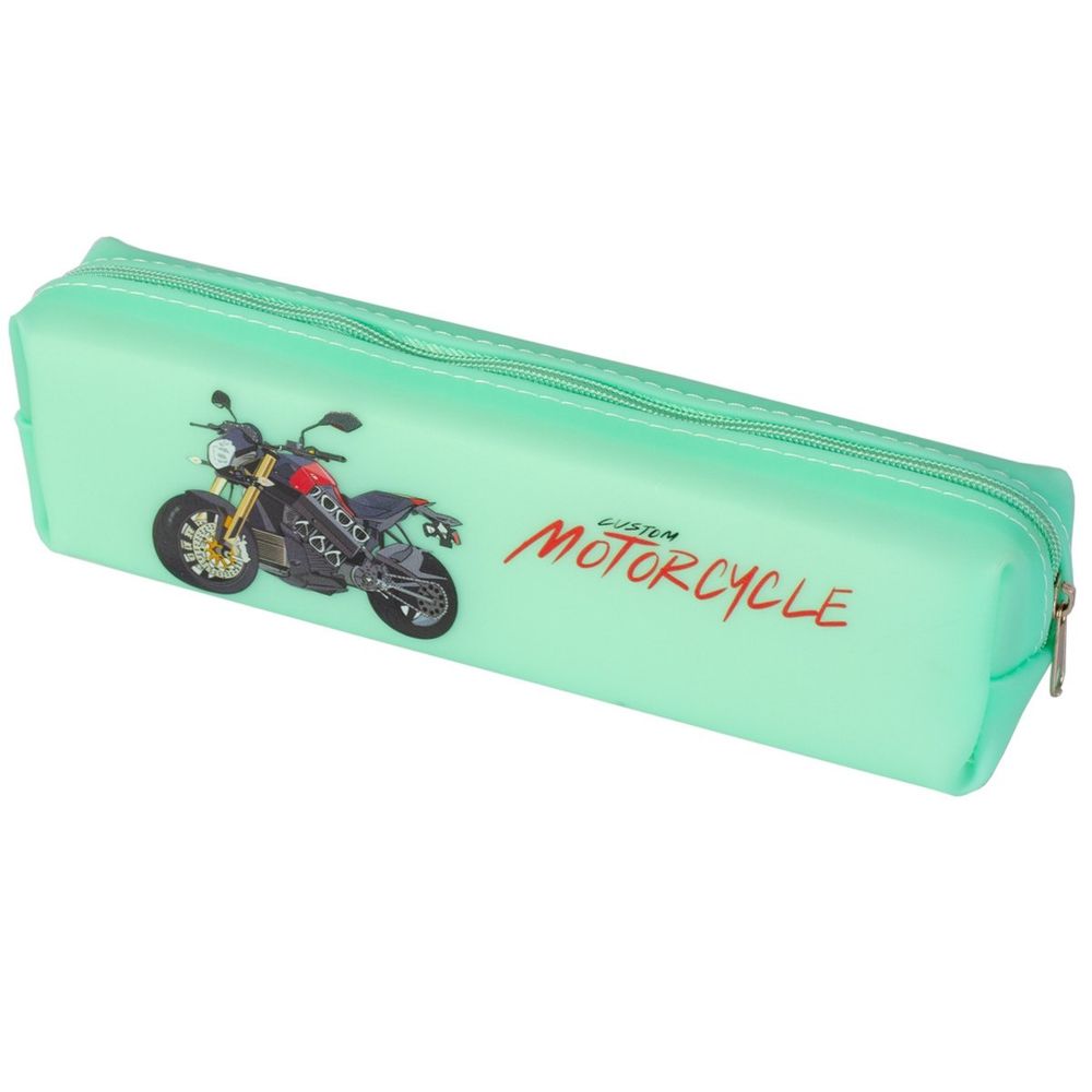 Пенал - косметичка Alingar, ПВХ, молния, 70 х 200 мм, "Motorcycle NEW", мятный (мотоцикл)