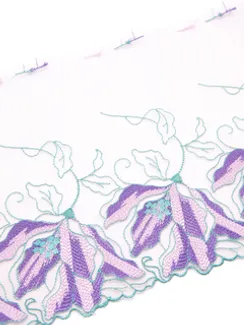 05-78 Вышивка на неэл. сетке 20 см, телесный/ментол/сирень (левая)