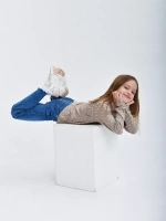 Лонгслив базовый для девочки с принтом