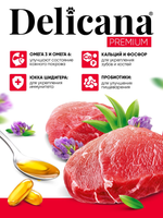 Cухой полнорационный корм для взрослых собак средних пород говядина Delicana 2кг