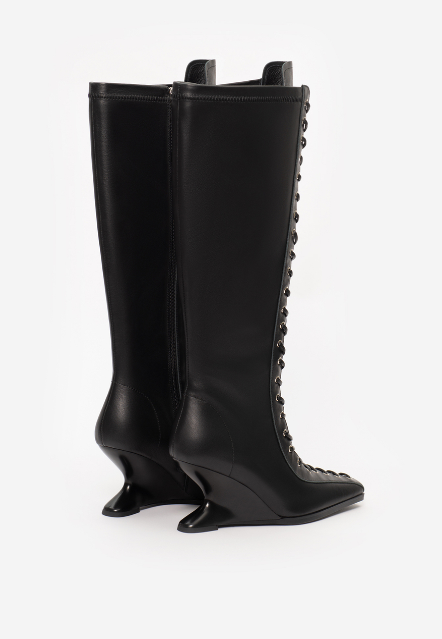 boot heel black leather