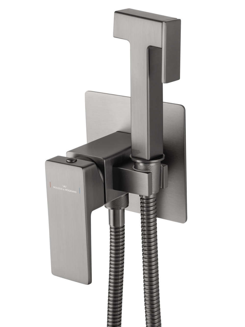 Смеситель с гигиеническим душем встраиваемый WONZON & WOGHAND CUBE 2.0, Темный графит (WW-88829068-BGM)