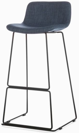 Барный стул Neo с мягкой обивкой синего цвета