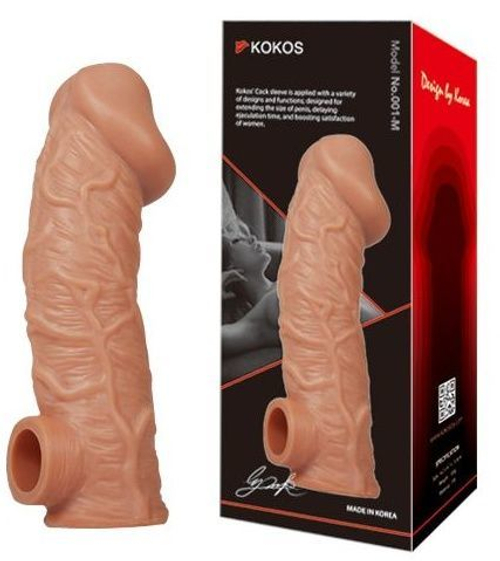 Насадка на фаллос KOKOS CS.001-L 17,6 см с отверстием для мошонки